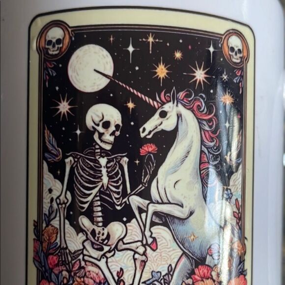 The Audacity spooky skull skeleton unicorn tarot card fortune White Ceramic Mug - Picture 7 of 7